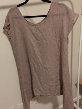 Boho Light Mauve Linen Tunic Top